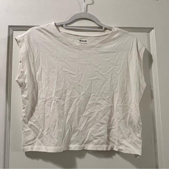 Madewell Crewneck Cropped Muscle Tank in White Size XXS NWT - Picture 1 of 6